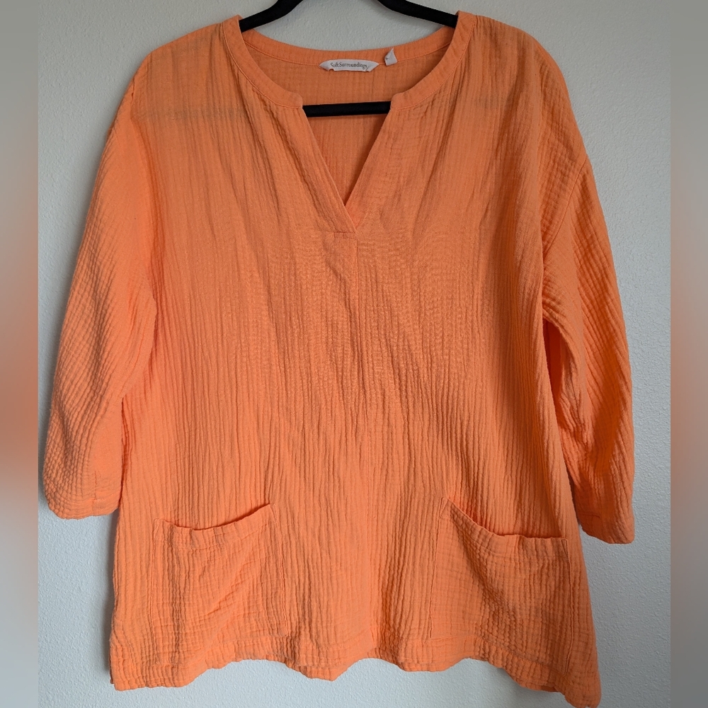 NWOT Soft Surroundings Orange Cream Top Size M